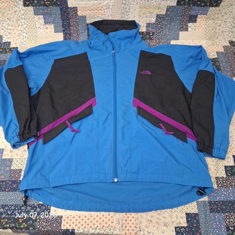 Vintage 90s The North Face Mens Windbreaker Lightweight Jacket Blue Color Block